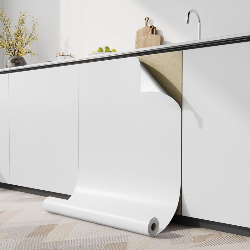 practicalWs 15.7 inch x118 inch White Contatc Paper Self-Adhesive Removable Wallpaper Easy to Apply Peel and Stick Wallpaper Kitchen Countertop Cabinet Reform Decor Wall Paper - Image 1